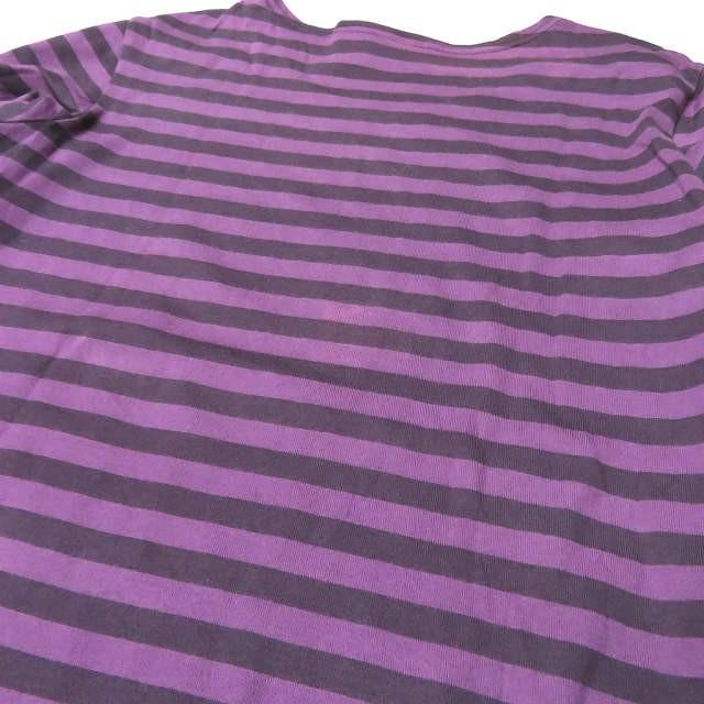 marimekko マリメッコ フィンランド製 コットンボーダーTシャツワンピース XS パープル 長袖 クルーネック トップス |  | 08