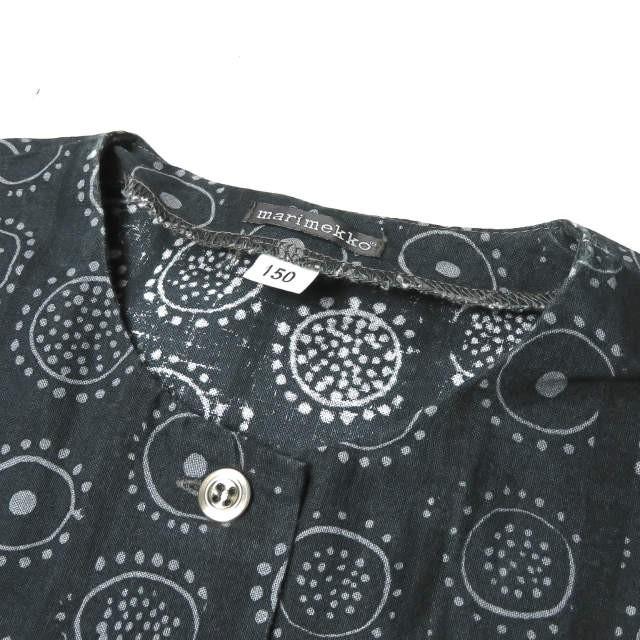 marimekko マリメッコ Nadja KIHLATASKU 総柄ワンピース 150 チャコール パッチワークポケット 半袖 トップス |  | 02