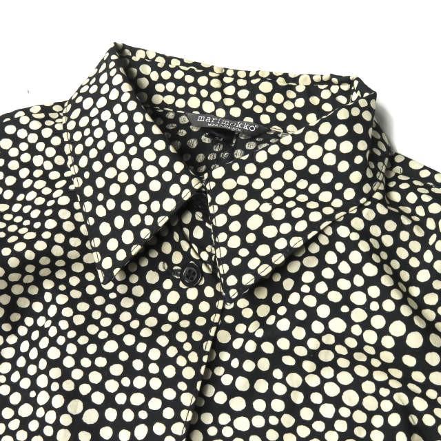 marimekko マリメッコ mika piirainen マルチドットシャツワンピース 34 ベージュ/ブラック 長袖 トップス |  | 03