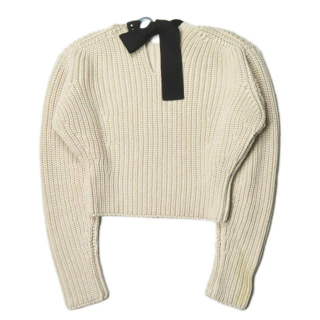 セリーヌ CELINE イタリア製 ネックベルトローゲージプルオーバー L オフホワイト フィービー・ファイロ 長袖 リボン ウール ニット トップス |  | 01