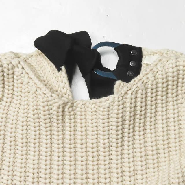 セリーヌ CELINE イタリア製 ネックベルトローゲージプルオーバー L オフホワイト フィービー・ファイロ 長袖 リボン ウール ニット トップス |  | 03