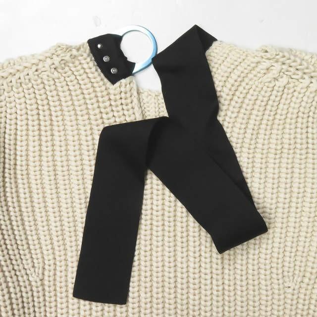 セリーヌ CELINE イタリア製 ネックベルトローゲージプルオーバー L オフホワイト フィービー・ファイロ 長袖 リボン ウール ニット トップス |  | 05