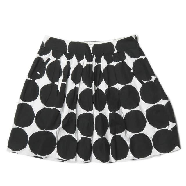 バナナリパブリック マリメッコ Banana Republic x marimekko ストレッチコットンドットギャザースカート 8 ブラック/ホワイト ボトムス | 