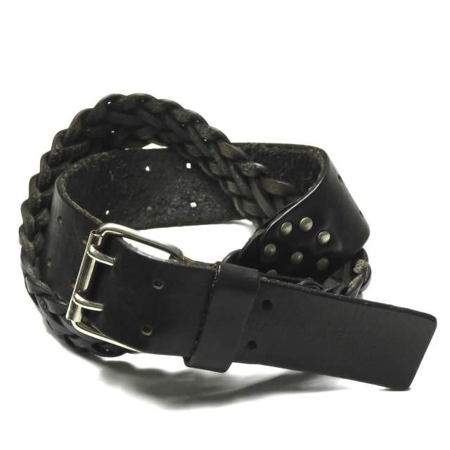 グリーン green メッシュレザー切り替えベルト 34 ブラック HYKE | 
