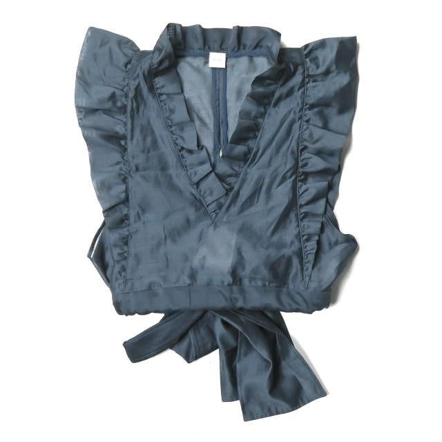 エリン ELIN 18SS 日本製 オーガンジーラッフルトップス 11801-12-1103 36 ネイビー ノースリーブ フリル トップス | 