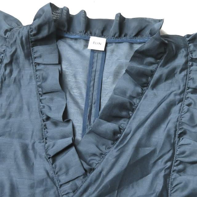 エリン ELIN 18SS 日本製 オーガンジーラッフルトップス 11801-12-1103 36 ネイビー ノースリーブ フリル トップス |  | 03