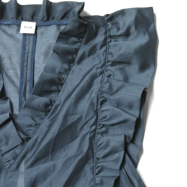 エリン ELIN 18SS 日本製 オーガンジーラッフルトップス 11801-12-1103 36 ネイビー ノースリーブ フリル トップス |  | 04