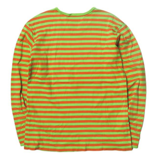 マリメッコ marimekko フィンランド製 ボーダーロングスリーブTシャツ M グリーン/オレンジ 長袖 トップス |  | 01
