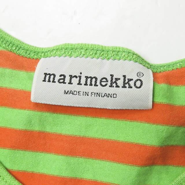 マリメッコ marimekko フィンランド製 ボーダーロングスリーブTシャツ M グリーン/オレンジ 長袖 トップス |  | 02