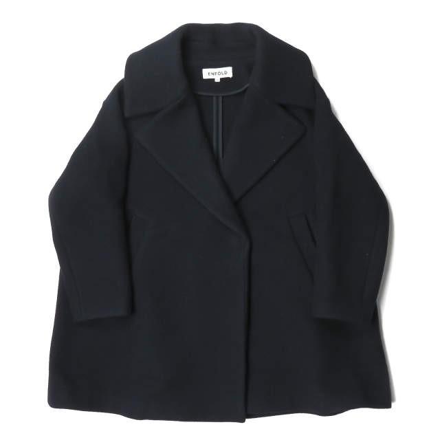 エンフォルド ENFOLD モッサAラインショートコート 3008A130-1390  36 ネイビー メルトン P アウター | 