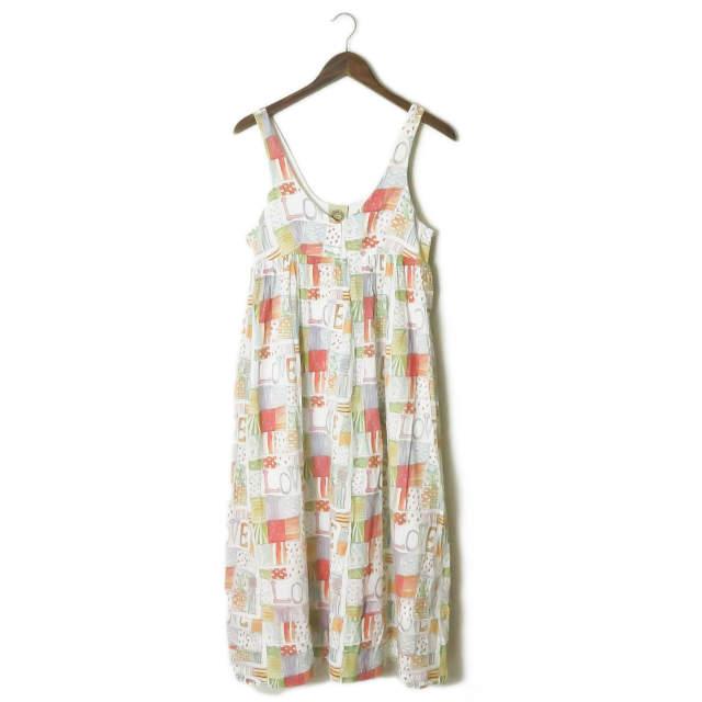 FAMILY AFFAIRS ファミリーアフェアーズ Odile Dress Love Print プリントキャミワンピース S ホワイト 総柄 テキスタイル lc27505 | 