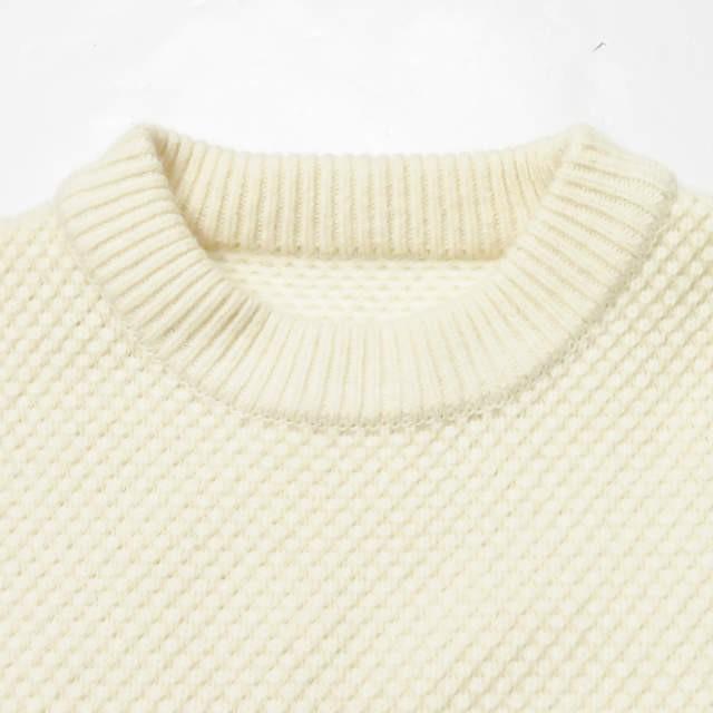 クレプスキュール crepuscule 17AW 日本製 Wool Moss Stitch L/S ウールカノコクルーネックニット 1703-013W フリー オフホワイト 長袖 プルオーバー |  | 03