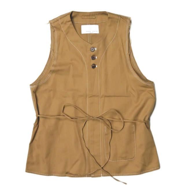 サワタカイ sawa takai 19SS 日本製 コットンカットオフベスト SS19-0008 S ブラウン ジレ リボン トップス | 