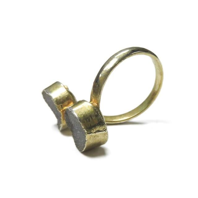 ナカモル NAKAMOL ダブルストーンリング 14号 ゴールド 指輪 アクセサリー |  | 02