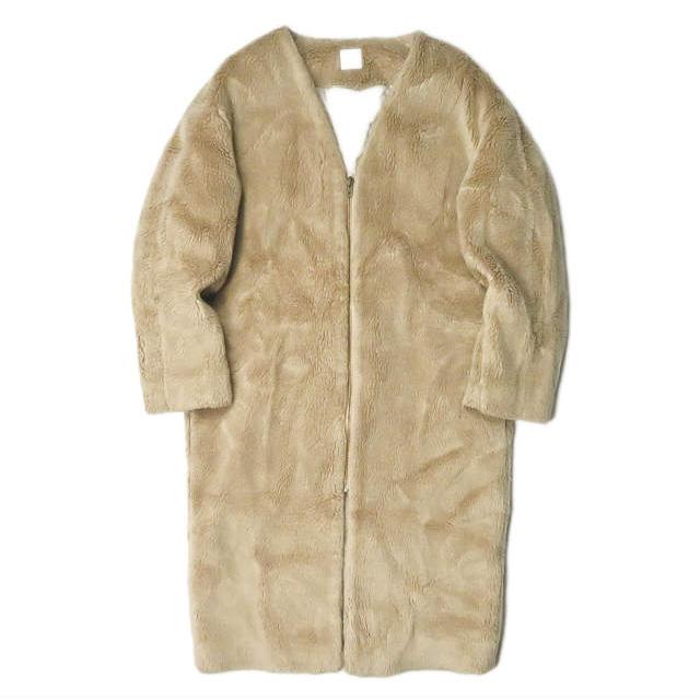 6 ROKU BEAUTY＆YOUTH UNITED ARROWS ロク V-NECK FAKE FUR COAT Vネックフェイクファーコート 1625-260-3684 38 ベージュ ボア lc27855 | 