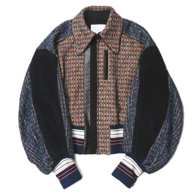 マメ mame 19AW 日本製 Plaid Lame Tweed Bomber Jacket マメ mame 19AW 日本製 Plaid Lame Tweed Bomber Jacket