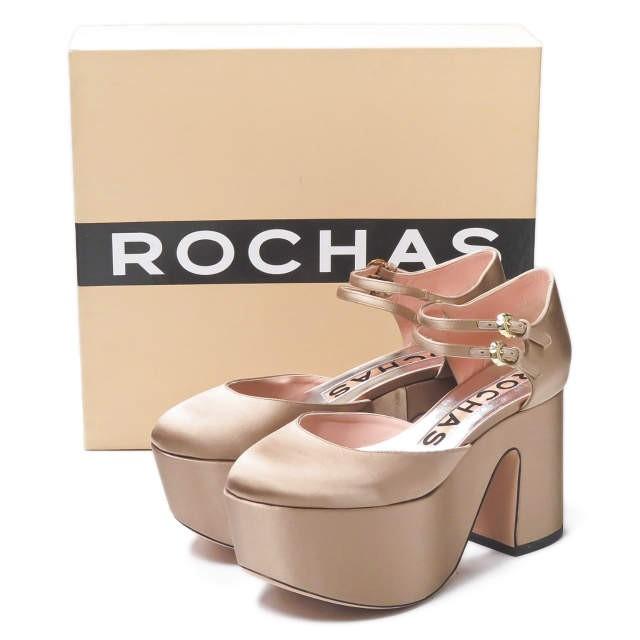 ROCHAS ロシャス イタリア製 Raso Pumps 厚底 ストラップパンプス 37.5