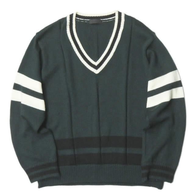 ジーヴィージーヴィー G.V.G.V. 日本製 VARSITY JUMPER バーシティジャンパー GV1442001 0/S ダークグリーン セーター ニット チルデン Vネック トップス | 