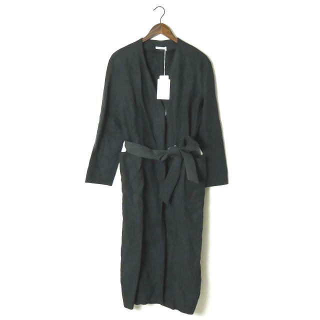 AURALEE オーラリー 17SS 日本製 WASHED LINEN NO COLLAR COAT ウォッシュドリネンノーカラーコート A7SC04LP 0 ブラック ☆☆lc28228 | 