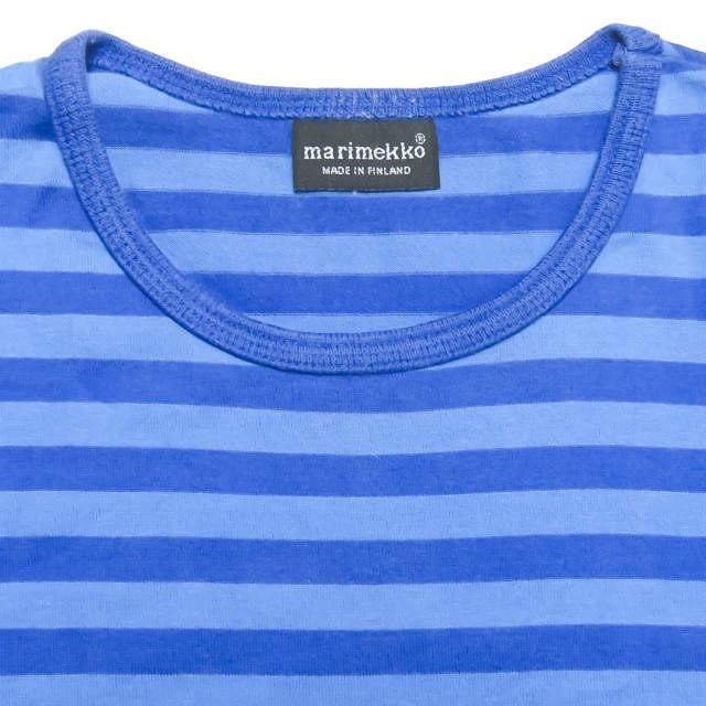 マリメッコ marimekko フィンランド製 コットンボーダーTシャツワンピース 130 ネイビー/ブルー 半袖 クルーネック トップス |  | 03