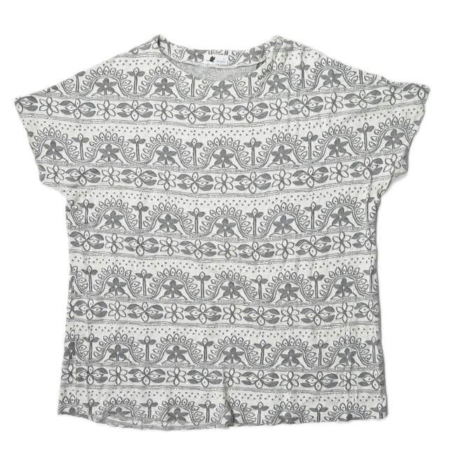 ミラコ miraco フラワーパターンジャガードチュニック フリー グレー ボーダー ワンピース 総柄 半袖 トップス | 