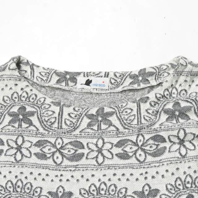 ミラコ miraco フラワーパターンジャガードチュニック フリー グレー ボーダー ワンピース 総柄 半袖 トップス |  | 03