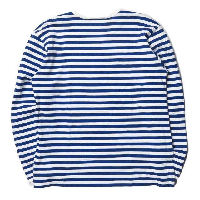 マリメッコ marimekko フィンランド製 ボーダーロングスリーブTシャツ M ホワイト/ブルー 長袖 トップス |  | 01