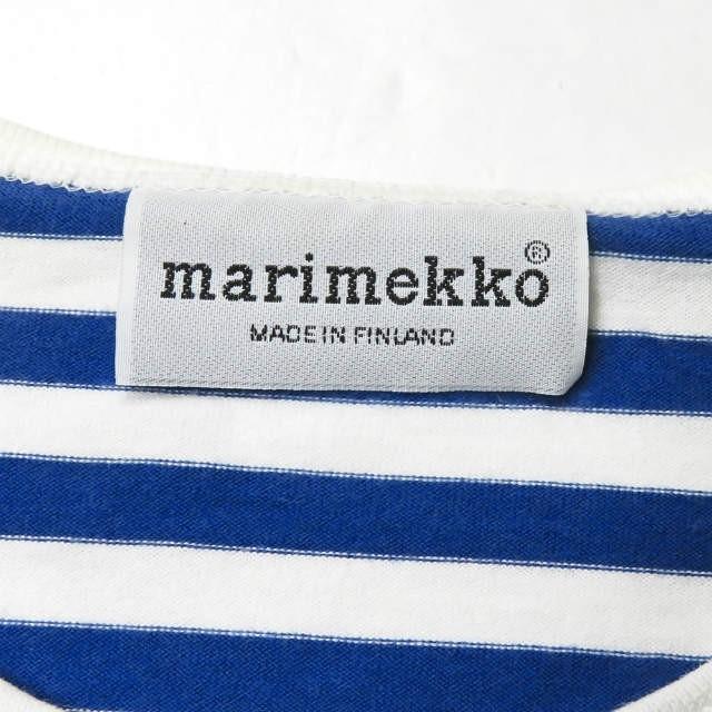 マリメッコ marimekko フィンランド製 ボーダーロングスリーブTシャツ M ホワイト/ブルー 長袖 トップス |  | 02
