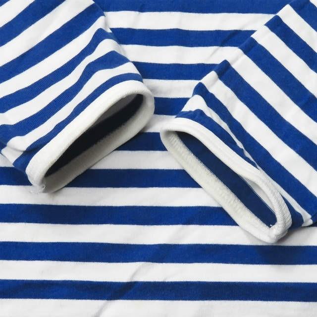 マリメッコ marimekko フィンランド製 ボーダーロングスリーブTシャツ M ホワイト/ブルー 長袖 トップス |  | 04