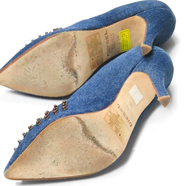 ディーゼル DIESEL スタッズデニムパンプス 36(23cm) インディゴ シューズ |  | 10