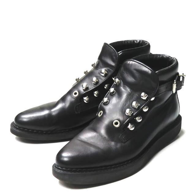 ディーゼル DIESEL アンクルストラップレザーショートブーツ 36(23cm) ブラック レースレス フラットソール シューズ | 