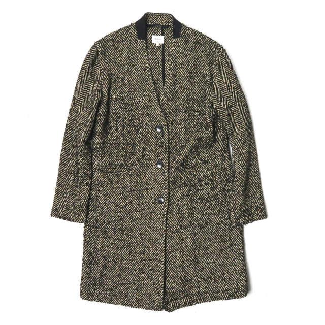 bellerose ベルローズ ELHEN ヘリンボーンネップウールノーカラーコート 1 ブラック アウター ☆☆lc28785 | 