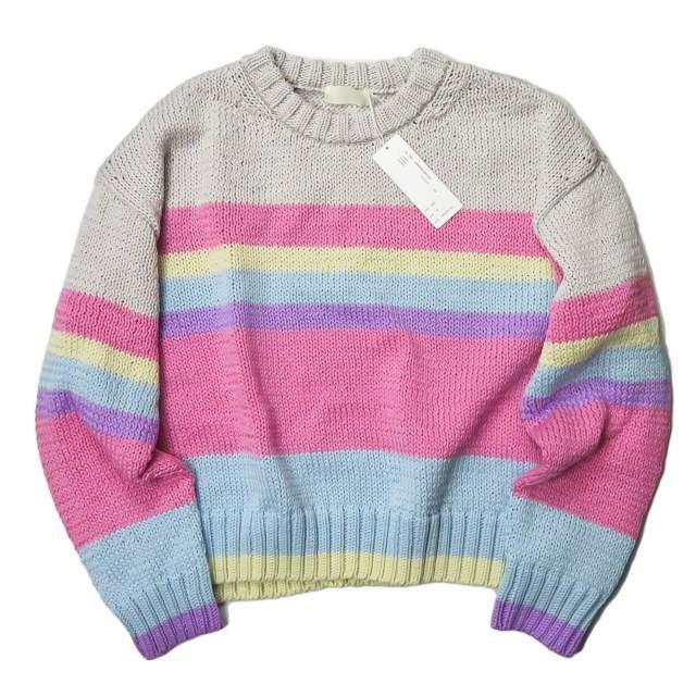 ネオンサイン NEON SIGN 日本製 RAINBOW SWEATER レインボーセーター No.1084 38 マルチカラー マルチボーダー ニット クルーネック オーバーサイズ | 