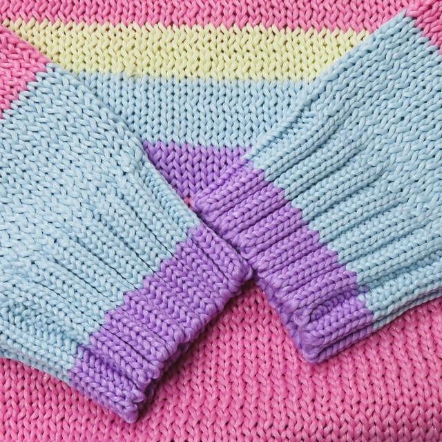 ネオンサイン NEON SIGN 日本製 RAINBOW SWEATER レインボーセーター No.1084 38 マルチカラー マルチボーダー ニット クルーネック オーバーサイズ |  | 05