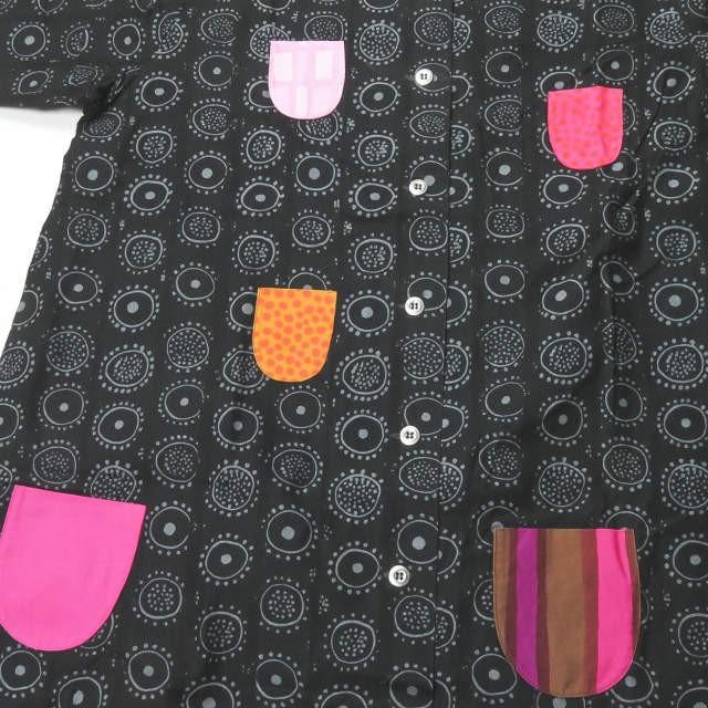 マリメッコ marimekko Nadja 総柄ポケットワンピース 160 ブラック 半袖 パッチワーク KIHLATASKU  トップス |  | 06