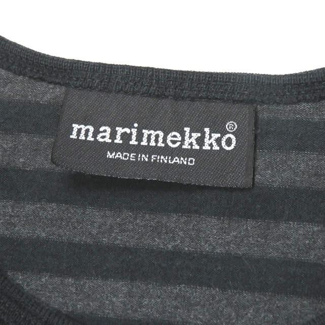 マリメッコ marimekko フィンランド製 ボーダーロングスリーブTシャツ S ブラック/グレー 長袖 コットン クルーネック トップス |  | 02