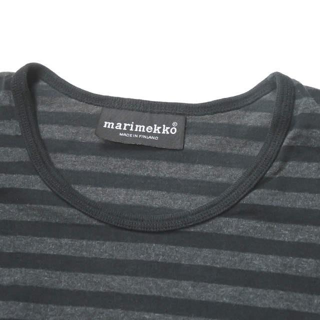 マリメッコ marimekko フィンランド製 ボーダーロングスリーブTシャツ S ブラック/グレー 長袖 コットン クルーネック トップス |  | 03