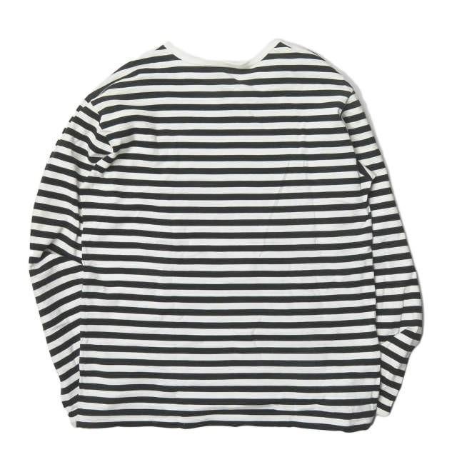 マリメッコ marimekko フィンランド製 ボーダーロングスリーブTシャツ M ホワイト/ブラック 長袖 コットン クルーネック トップス |  | 01