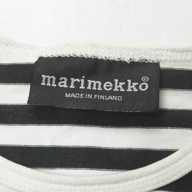 マリメッコ marimekko フィンランド製 ボーダーロングスリーブTシャツ M ホワイト/ブラック 長袖 コットン クルーネック トップス |  | 02