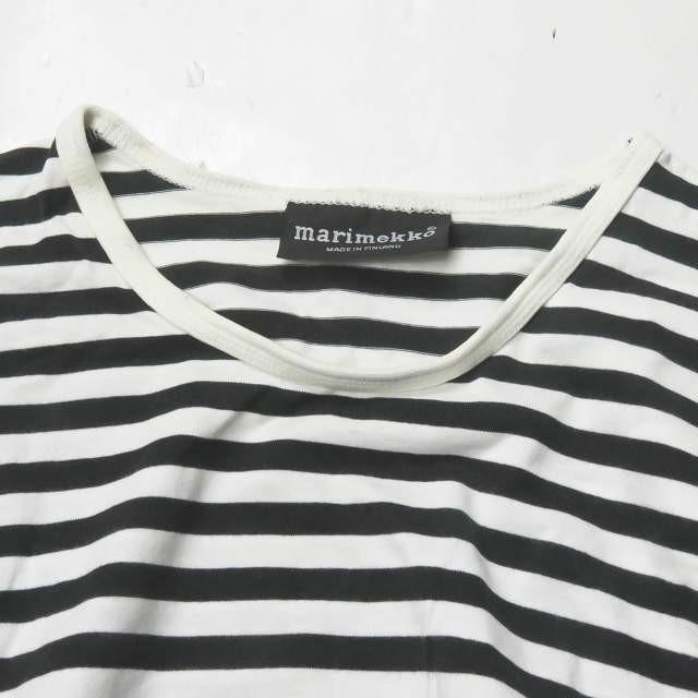 マリメッコ marimekko フィンランド製 ボーダーロングスリーブTシャツ M ホワイト/ブラック 長袖 コットン クルーネック トップス |  | 03