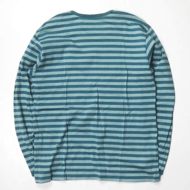 マリメッコ marimekko フィンランド製 ボーダーロングスリーブTシャツ M ブルー 長袖 コットン クルーネック トップス |  | 01