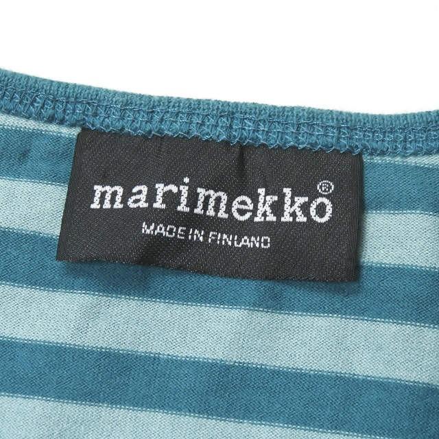 マリメッコ marimekko フィンランド製 ボーダーロングスリーブTシャツ M ブルー 長袖 コットン クルーネック トップス |  | 02