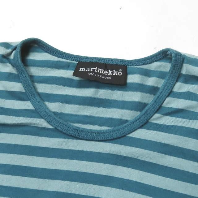 マリメッコ marimekko フィンランド製 ボーダーロングスリーブTシャツ M ブルー 長袖 コットン クルーネック トップス |  | 03