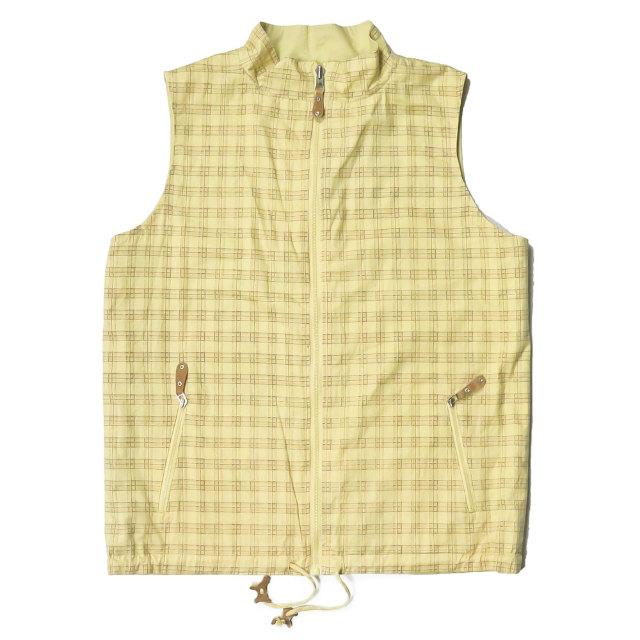 テンダーパピー TENDER PUPPY リバーシブルジップアップベスト L イエロー スタンドカラー チェック/ソリッド トップス | 