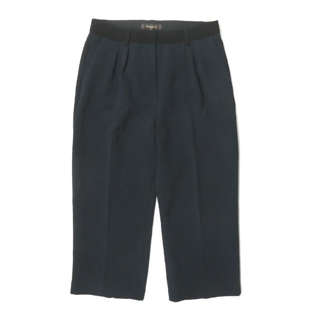 デミルクス ビームス Demi-Luxe BEAMS ウエストバイカラーインタックパンツ 68-23-0133-126 36 ネイビー ストレッチ スラックス クロップド ボトムス | 