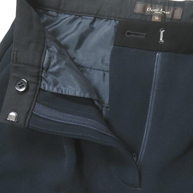 デミルクス ビームス Demi-Luxe BEAMS ウエストバイカラーインタックパンツ 68-23-0133-126 36 ネイビー ストレッチ スラックス クロップド ボトムス |  | 05