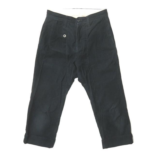 エィス A 日本製 コーデュロイクロップドパンツ 2 ブラック サルエル テーパード ボトムス | 