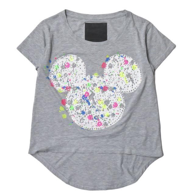 フィリッププレイン PHILIPP PLEIN ミッキー ラインストーンペイントTシャツ S グレー 半袖 トップス | 