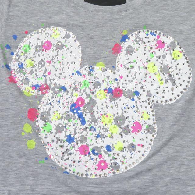 フィリッププレイン PHILIPP PLEIN ミッキー ラインストーンペイントTシャツ S グレー 半袖 トップス |  | 05