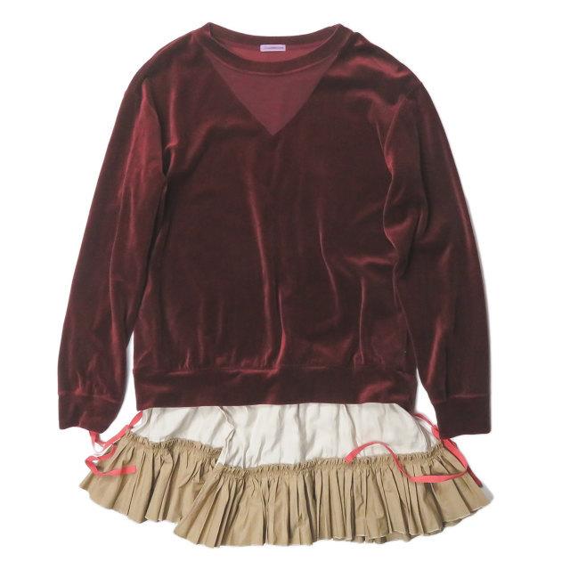 SueUNDERCOVER スーアンダーカバー 17SS 裾プリーツ巻きスカート MIXベロアカットソー SUS1805 1 異素材 レイヤード ワンピース lc30265 | 